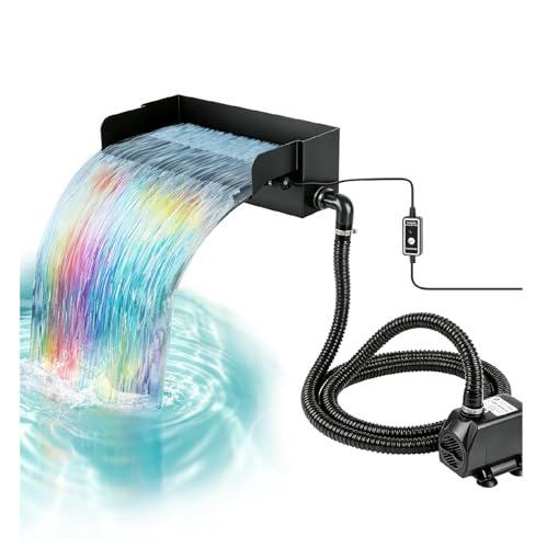 CISSIYOG Cascade pour bassin de jardin, bassin, jardin, 30 cm, en acier inoxydable, cascade, kit...