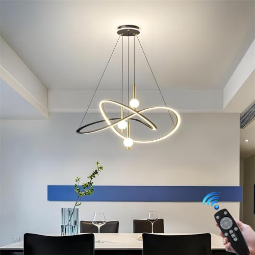 Lámpara colgante moderna LED de metal con decoración regulable de 45 W con anillo de luz irregular Lámpara colgante de estilo nórdico Altura ajustable Cocina Comedor Dormitorio Cocina Isla Cafetería