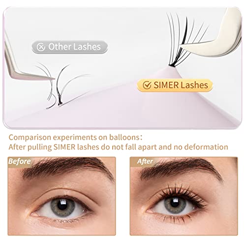 Simer 4 Types Individual Lashes 220 Clusters Lashes Natural Look 6-11Mm Eyelash Extension Kit With Fishtail Lash ＆ A Type False Eyelashes ＆ Bottom Lashes For Make Up Diy #TOP5
