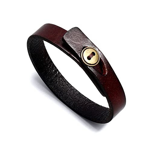 Xusamss Fashion Simple Button Wristband Leather Cuff Bracelet