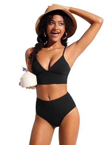 CRZ YOGA Womens V Neck Bikini Tops Adjustable Spaghetti Straps Bathing Suit Sexy Swimsuit Padded3