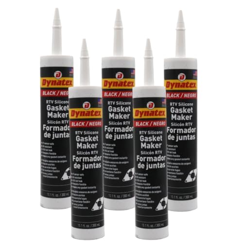 Image of Dynatex Black RTV Silicone Gasket Maker 10.1oz Caulk Tube - Oxygen Sensor Safe, OEM Specs, 500F Hi-Temp, Oil /Water Resistant, Made in the USA (5-Pack)