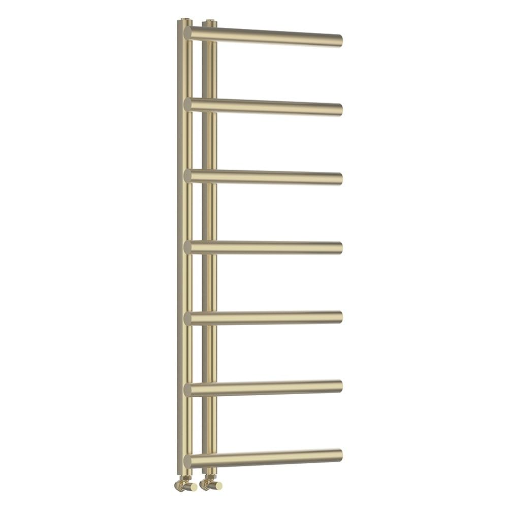 Valve Kings Brushed Brass Myra Designer Ladder Towel Rail Radiators Central Heating Heater Vertical Single Panel - 500 X 1200Mm