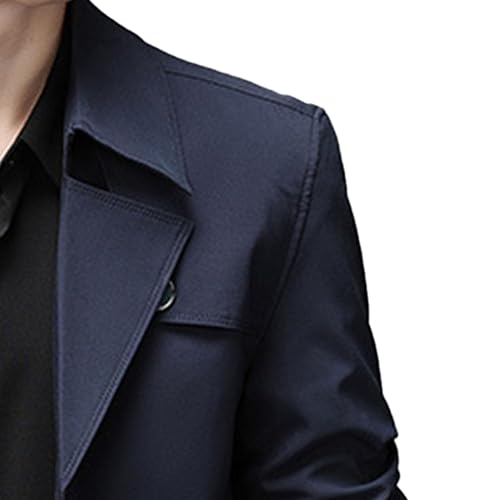 Mens Long Lightweight Lapel Jacket Slim Fit Single Breasted Casual Outerwear Fall Windbreaker Butttons Trench3