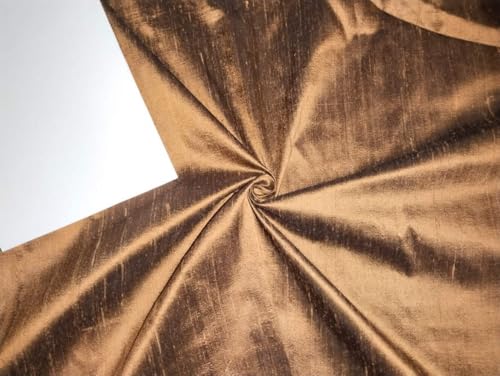 Soie Dupioni marron au mètre en 137 cm tissu pure soie naturelle à slubs pour robe et rideaux