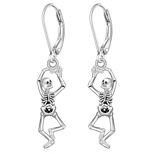 Skeleton Earrings for Women Halloween Skull Earrings Dangle for Costume and Parties Scary Skeleton Bone Drop Earrings Retro Halloween Accessories