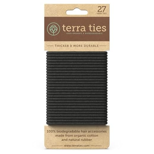 BIODEGRADABLE Elastic Hair Ties for Women & Men - Organic No Crease Black Hair Tie Ponytail Holders and Hairties for Buns - Plastic Free Hairbands for Women and Mens Hair - 5mm (27 count)