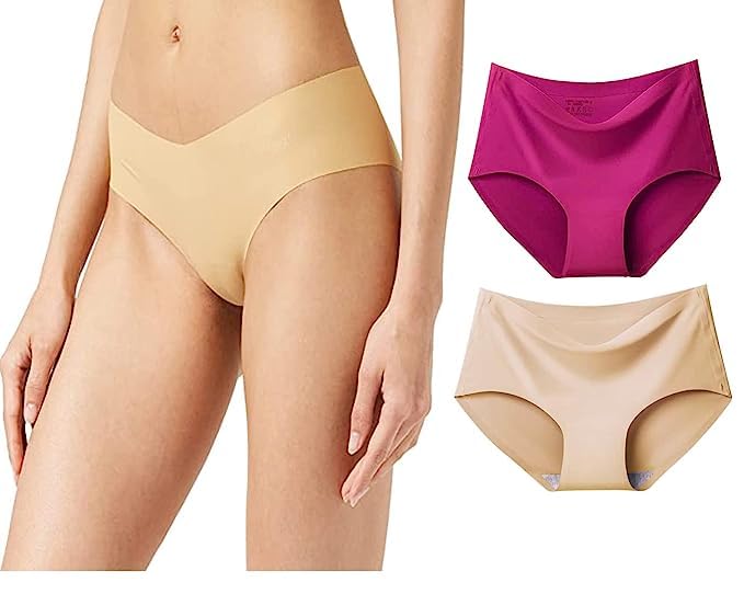 Present's Women's Seamless Panties for Girls No Show V Shape Ice Silk Panty for Women Combo Underwear Pack of 2 (Mix Colours)-picture-36