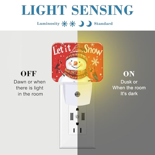 Image of Christmas Snowman Night Light for Kids, Let is Snow LED Night Light Plug into Wall with Dusk to Dawn Sensor for Girls Boys Women Men Room, Hallway, Kitchen, Bathroom, Stairs Decor