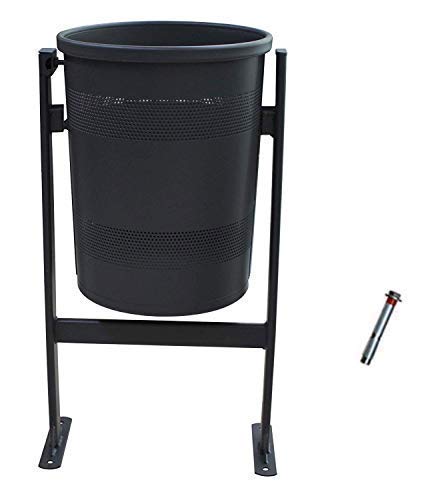 PAL | Papelera Exterior Circular de Hierro Barcelona | Grande 70L, Sistema Vaciado Basculante, Ideal para Comunidades y Parques (1 Papelera + Tornillería)