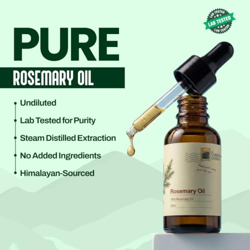 Image of My Pahadi Dukan Rosemary Essential Oil 30 ml | 100% Pure & Natural for Hair Growth, Scalp Care & Aromatherapy | Helps Reduce Hair Fall, Boosts Focus & Relieves Stress | Steam Distilled | Lab Tested