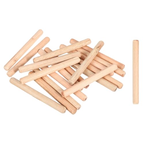 sourcing map 30Pcs 2/5x3-8/9 (10mmx100mm) Wooden Dowel Pins, Fluted Wood Beveled Ends Tapered Dowel Hardwood Pegs, Fluted Wood Dowels Rods for Furniture, Crafts, DIY
