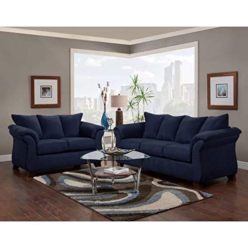 FUNTERIOR Hamilton 5 Seater Fabric Blue Sofa Set