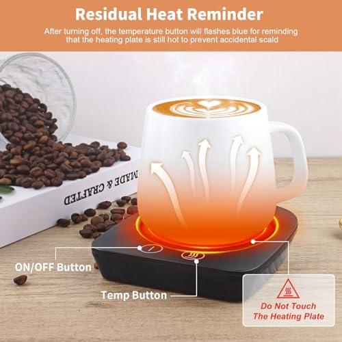 Image of VOBAGA Mug Warmer& Coffee Mug Warmer for Office Desk Use, Candle Warmer with Three Temperature Settings, Coffee Warmer Plate for Cocoa Tea Water Milk with Auto Shut Off After 4 Hours, for Ideal Gifts