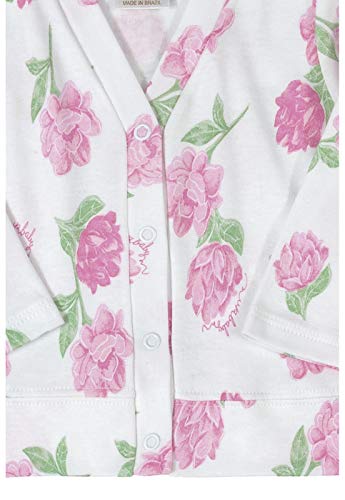 Casaco Cardigan em Suedine, Up Baby, Bebê Menina, Branco Floral, M