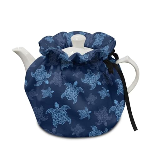 Image of Sea Turtle Insulated Kettle Cover for Kitchen Tea Cozies to Keep Tea Warm, Teapot Cozy Breakfast Warmer for Home Indoor Table Decorations