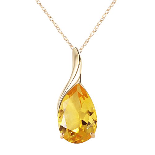 Galaxy Gold GG 14k Solid Yellow Gold Necklace with Pear-shaped Natural 5 carats Citrine 1627Y (20.00)