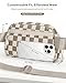 Pritent Fanny Packs for Women Cross Body Bag Waterproof Belt Bag with Adjustable Strap and Zipper Back Pocket Small Crossbody Bags Fashion Waist Packs for Workout Travelling(Checkered Khaki)