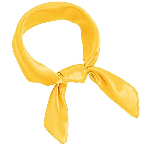 Pistha Chiffon Scarf Square Ribbon Neck Scarf Satin Scarf Handkerchief for Halloween Retro Women Girls Costume Accessory (Yellow 23.6 * 23.6 inch)