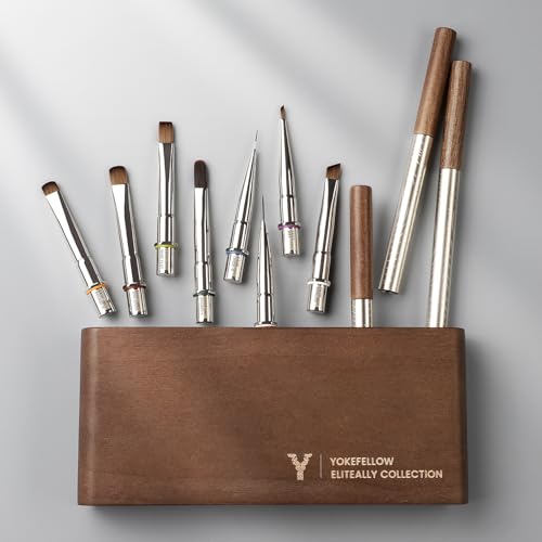 YOKEFELLOW EliteAlly Nail Art Brushes, 8pcs Nail Art Tool Set