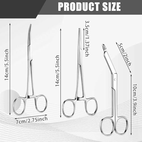 Image of BBTO Hemostat Curved and Straight Hemostat Forceps Piercing Pliers Forceps, Stainless Steel Straight and Curved Pliers, Fishing Tweezer (Silver,3 Pcs)