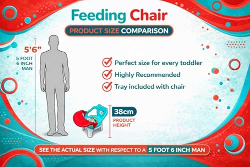 Image of MY LITTLE TOWN Kids Feeding Chair| Musical Chu Chu Chair| Baby Chair| 4-36 Months| Baby Chair| Portable| Booster seat (Sea Green with red)