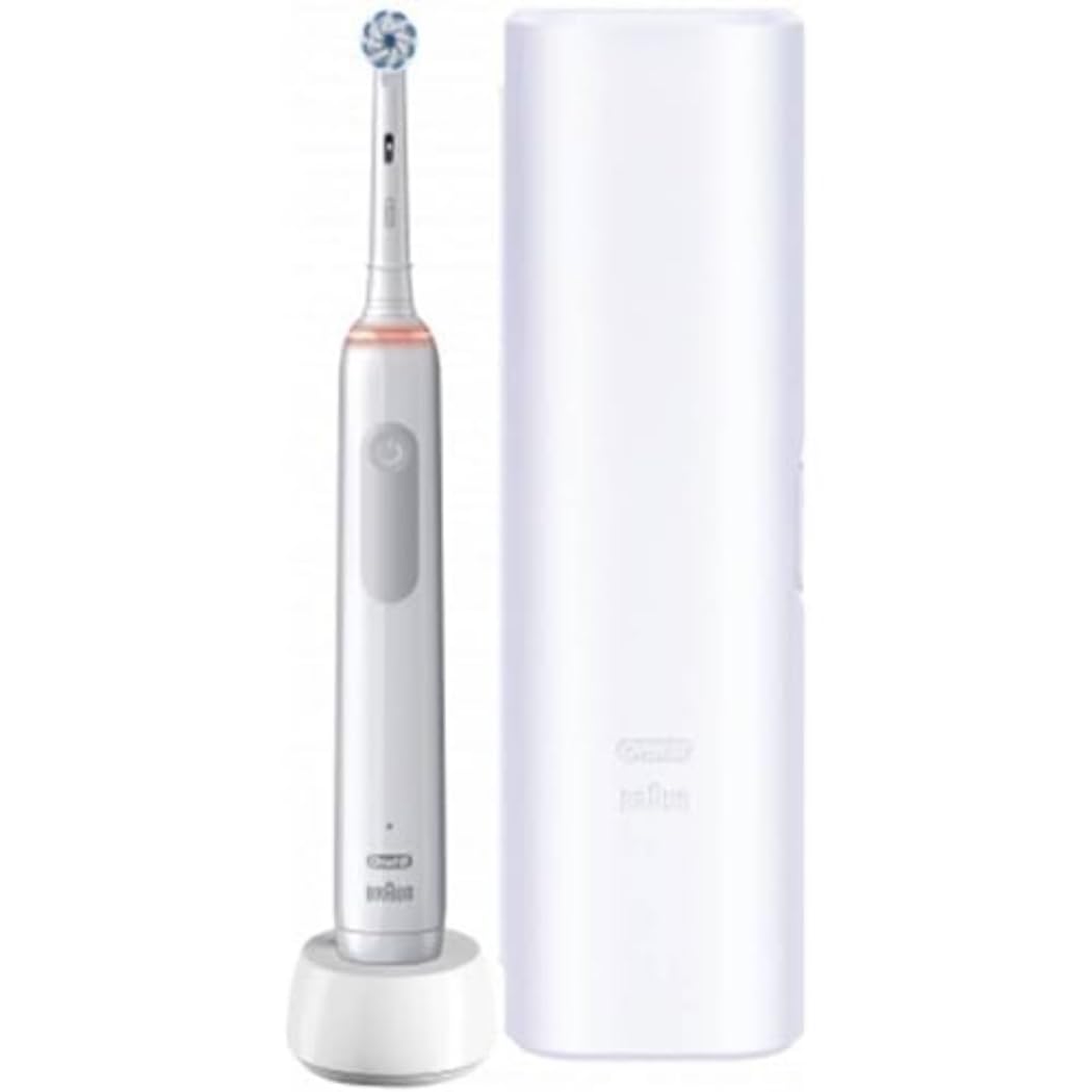 Oral-B PRO 3 3500 - Cepillo de dientes eléctrico, con 3 modos de cepillado y control visual de presión de 360° para cuidado dental, estuche de viaje, regalo hombre/mujer, diseñado por marrón, color GreenCircle Certified: Certified Environmental Facts Label