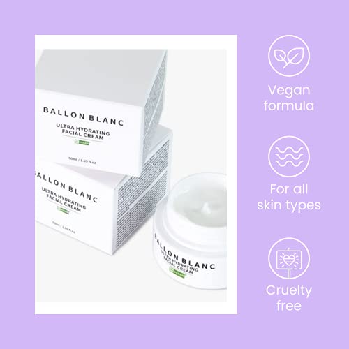 Ballonblanc Ultra Hydrating Facial Cream For Women | Anti-Aging Day & Night Face Moisturizer | Ballon Blanc Certified Vegan Ingredients | Hyaluronic Acid | Cruelty Free | Relaxing Self Care | 1.7 Oz #TOP3
