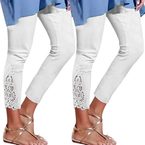 Legging 3/4 Femmes - Yoga Opaque Doux Grande Taille Décontracté Taille Haute Casual Pantalon Slim Extensible Britannique Leggings d'entraînement Pantalon...