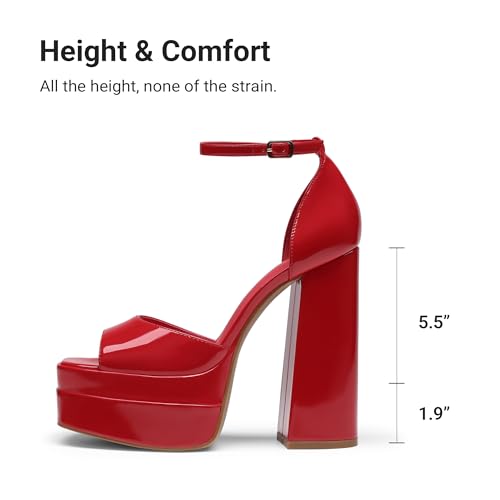 Image of DREAM PAIRS High Heels Chunky Block Platform Heels for Women Ankle Strap Sexy Open Square Toe Heels Dressy Pumps Sandals