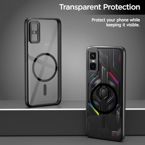Image of Amazon Basics TPU+PC Back Cover for Infinix GT 30 Pro 5G Compatible with Mag-Safe | Shockproof Design | Hard Transparent Back Case (Black Mag-Safe)