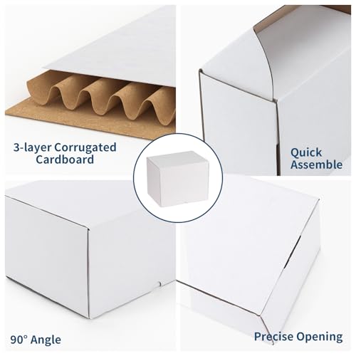Image of ZBEIVAN 10x8x8 White Small Shipping Boxes, 15 Packs Corrugated Cardboard Mailer Boxes for Packaging Small Business Mailing Gifts Wrap Boxes with Lids