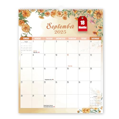 Calendar 2025 uk Family Planner, Approx. A3 2025 Calendar, 18 Month Family Calendars 2025, Calendars 2025 Month to View, calender from July 2025-Dec. 2026 for Personal Organisers Kitchen - Flower