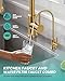 Kitchen Faucet and Water Filter Faucet: Brushed Gold Kitchen Sink Faucet with Drinking Water Faucet - Stainless Steel Single Handle Tap with Pull Down Sprayer for Kitchen Sink Farmhouse Bar