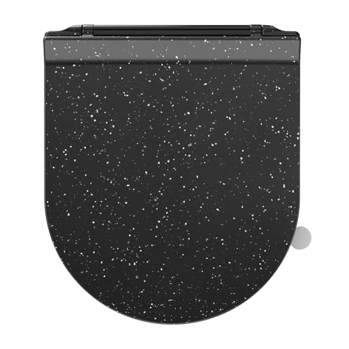SREWOHS PRO Toilettendeckel mit Absenkautomatik, WC Sitz D Form, Schwarz Marmor Klodeckel, Klobrille Softclose, Toilettensitz Duroplast, WC Deckel mit Schnellverschluss, Toilet Seats Slim