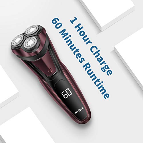 ELEHOT Electric Razor for Men Beard Trimmer with Digital Display 3D Rotary Rechargeable Cordless RS335 (Red) - Thumbnail 5