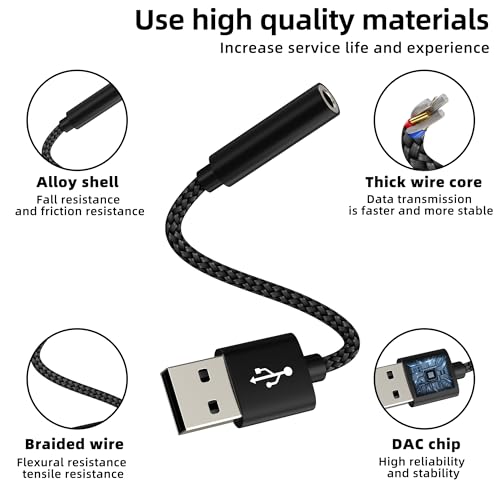 Adaptador de audio USB a Jack 3.5mm AUX miniatura 5