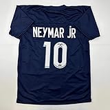 Facsimile Autographed Neymar Jr. PSG Blue Reprint Laser Auto Soccer Jersey Size Men's XL