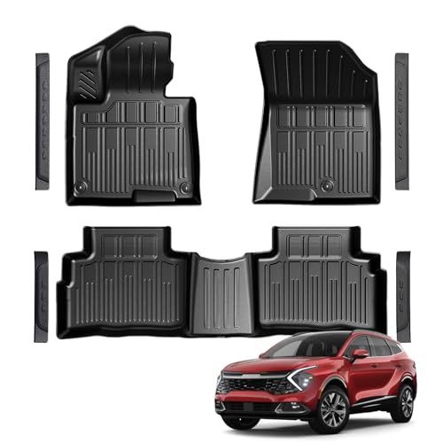 LUMWAY Floor Mats for 2023-2025 2026 Kia Sportage Gasoline TPE All Weather Durable Floor Liners Door Sill Guards for Kia Sportage Accessories