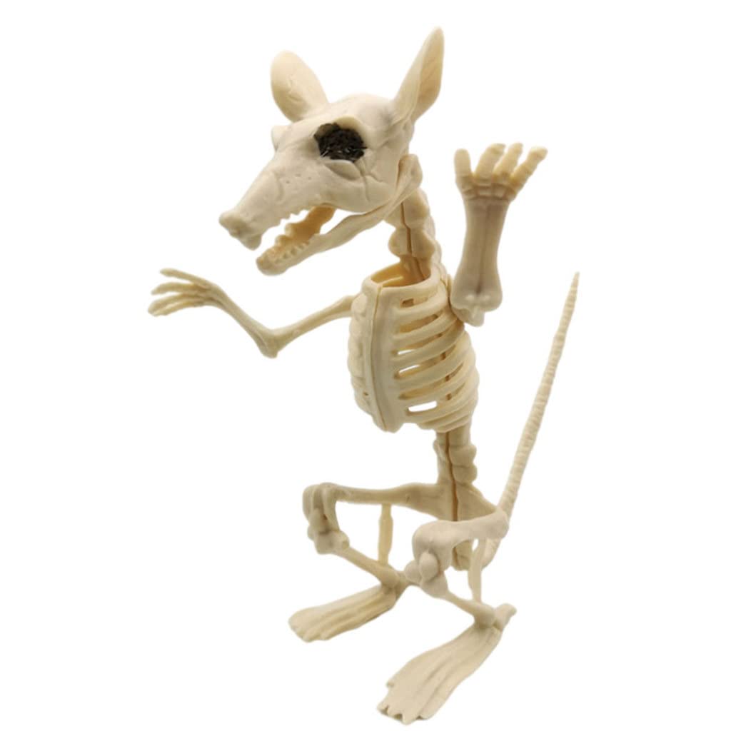 Hintyne Halloween Plastic Mouse Skeleton Model Halloween Mouse Skeleton Plastic Scary Model Standing Simulation Animal Bone