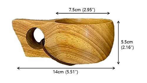 Bc233 Handcrafted Wood Camp Mug Gift Box Set Korean Traditional Blow Portable Camping, Drinking, Outdoor Cup With Leather Lanyard For Coffee, Liquor, Tea And Milk - Lightweight, Durable #TOP5