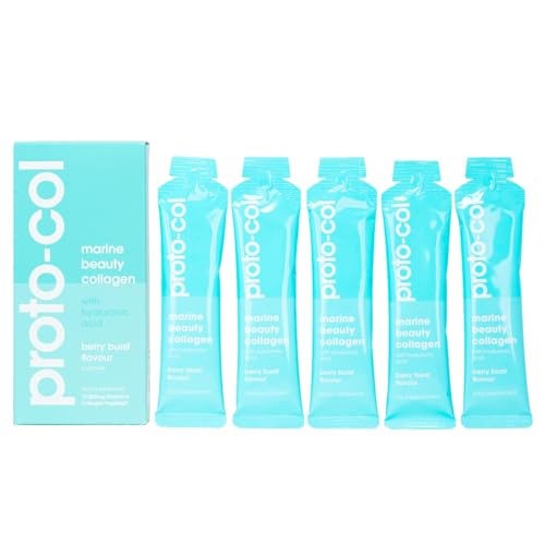 Taster Pack- 5 x 30ml Proto-col Premium 10,000mg Marine Collagen Sachets with Hyaluronic Acid, Vitamin C, UK Made, Premium Sourced, High Absorbtion, Skin Health, Hydration & Anti-Aging Support.