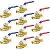 4/10/20pcs PEX Ball Valves, 3/4″ PEX Brass Full Port Shut Off Ball Valve, Full Port Shut-off Ball Valve, Quarter Turn HOT (RED) COLD (BLUE) of Water Stop Shut off (3/4″, 10pcs)