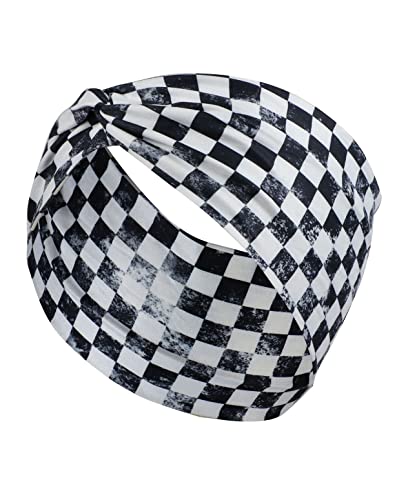 Bbtdin Checkered Plaid Turban Headband Buffalo Plaid Check Hairband Checkerboard Headwear Bw43 cover