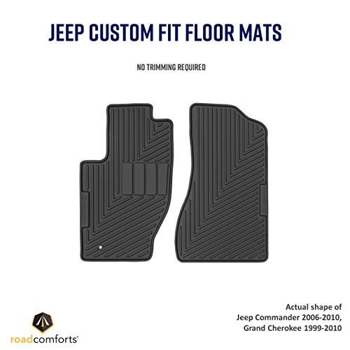 Custom Fit Jeep Commander 2006 2007 2008 2009 2010 & Grand Cherokee 1999 2000 2001 2002 2003 2004 2005 2006 2007 2008 2009 2010 Car Floor Mats - All Weather Protection - Front Row Only (2Pcs) (Black) #TOP6