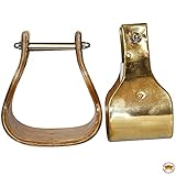 Trittfläche: ca. 7,6 cm. HILASON Westernsattel mit Messingbespannung aus Holz für Pferde, Breites Seil