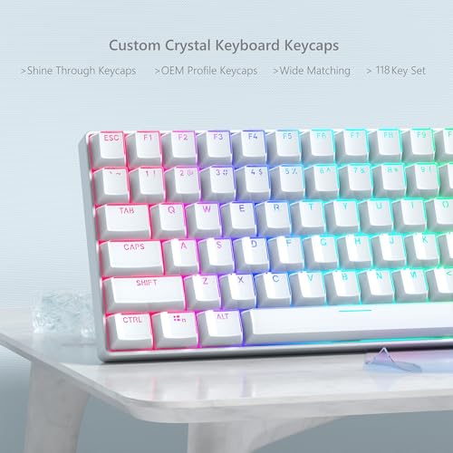 Image of Womier Keycaps, Lusterfly Jelly Keycaps White Crystal Shine Through Keycap | Custom Key caps Set 60 75 100 Percent,118 Keys OEM Profile for 61 /68 /84 /87 /98 /100 Cherry Gateron MX Mechanical, Backlit White
