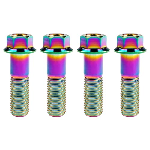 Image of Titanium Bolt M12 30 35 40 45 50 55 60 65 70 75 80 85 90mm Hex Small Flange Head for Motorcycle Car Modification Pack of 4 (M12x40mm Pitch 1.5, Multicolored)