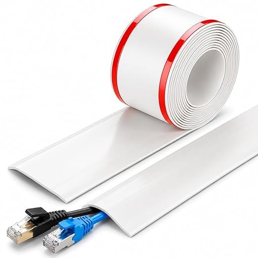 Image of Floor Cord Cover PVC Cable Protector for Wires on Floor, Cord Hider for Wall, Extension Cables, Wire Cover for Cable Management (1 Meter)