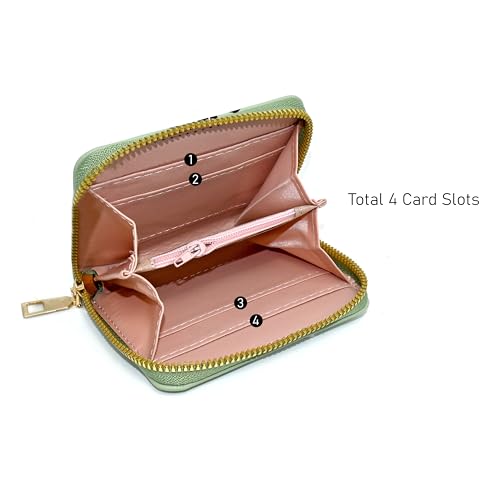 Image of Valerie Women Small Wallet Wallets For Girls Credit Card Holder Coin Purse Zipper Small Secure Card Case Cute Wallets Mini Wallets For Women (Green Color)